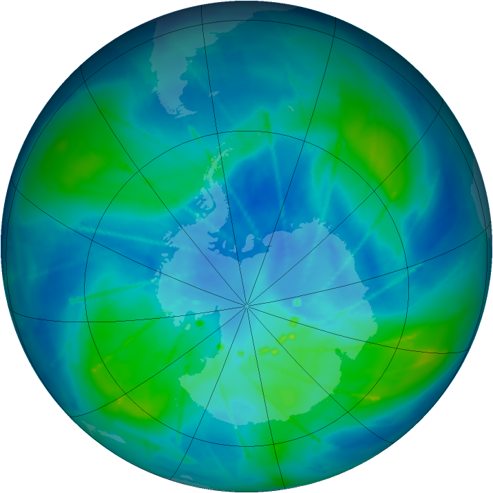 Antarctic ozone map for 04 March 2010